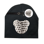 Black and white Crocodile leather Teddy hat and clip GIFT SET
