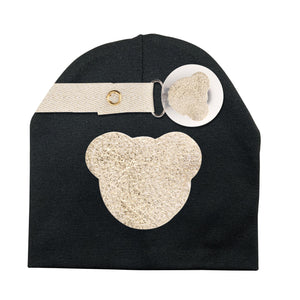 Gold metallic Sparkle leather Teddy hat and clip GIFT SET