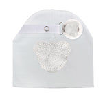 Silver white Sparkle leather Teddy hat and clip GIFT SET