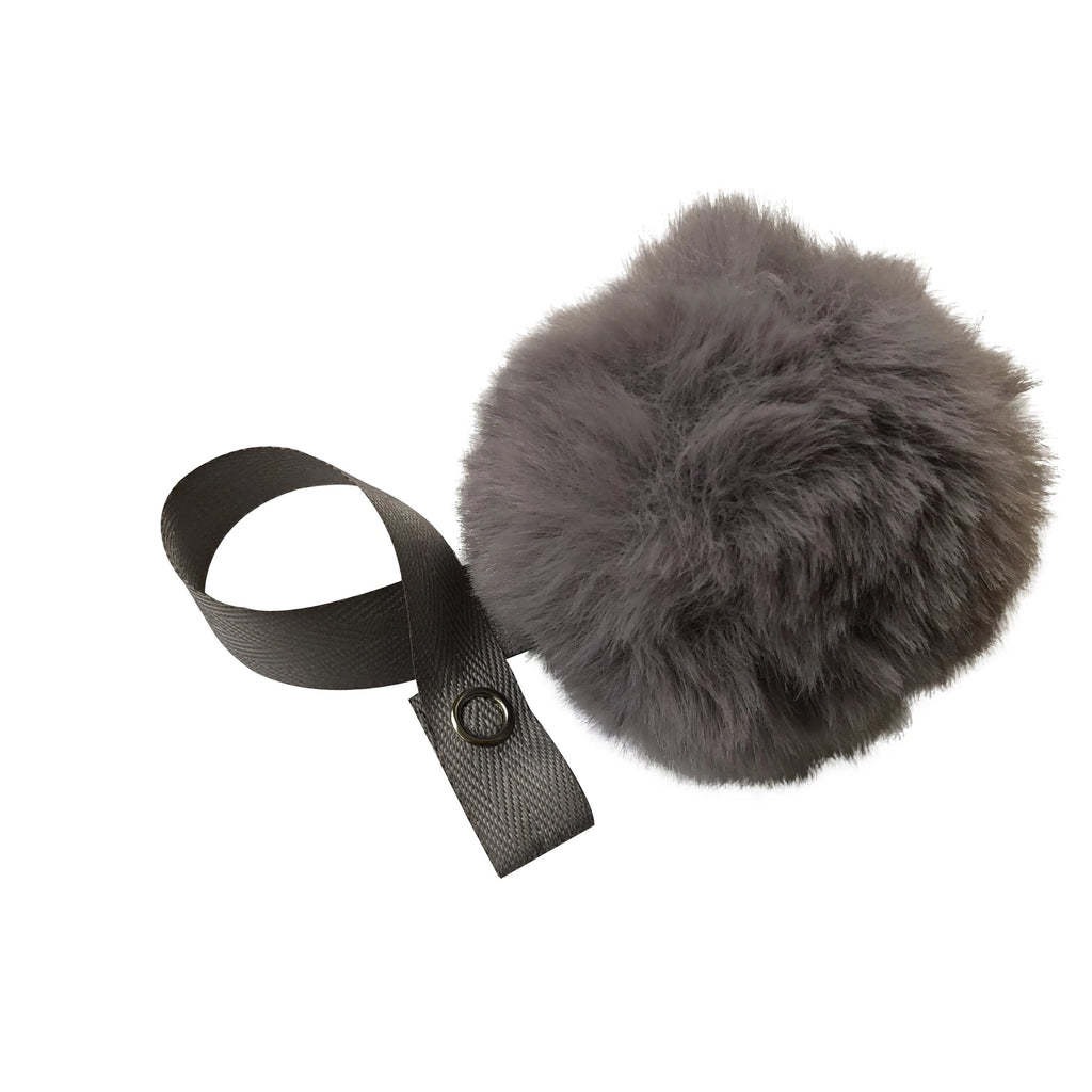 Grey Big Fur Pom Pom pacifier clip