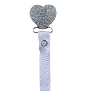 Classy Paci TWINKLE Silver heart pacifier clip