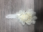Satin roses, chiffon pearl  Girl Headbands clearance