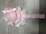 Satin roses, chiffon pearl  Girl Headbands clearance