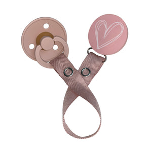 Classy Paci blush pink drawn white heart clip with Bibs pacifier GIFT SET