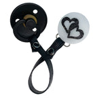 Classy Paci Marble black white onyx heart  circle clip with BIBS pacifier GIFT SET