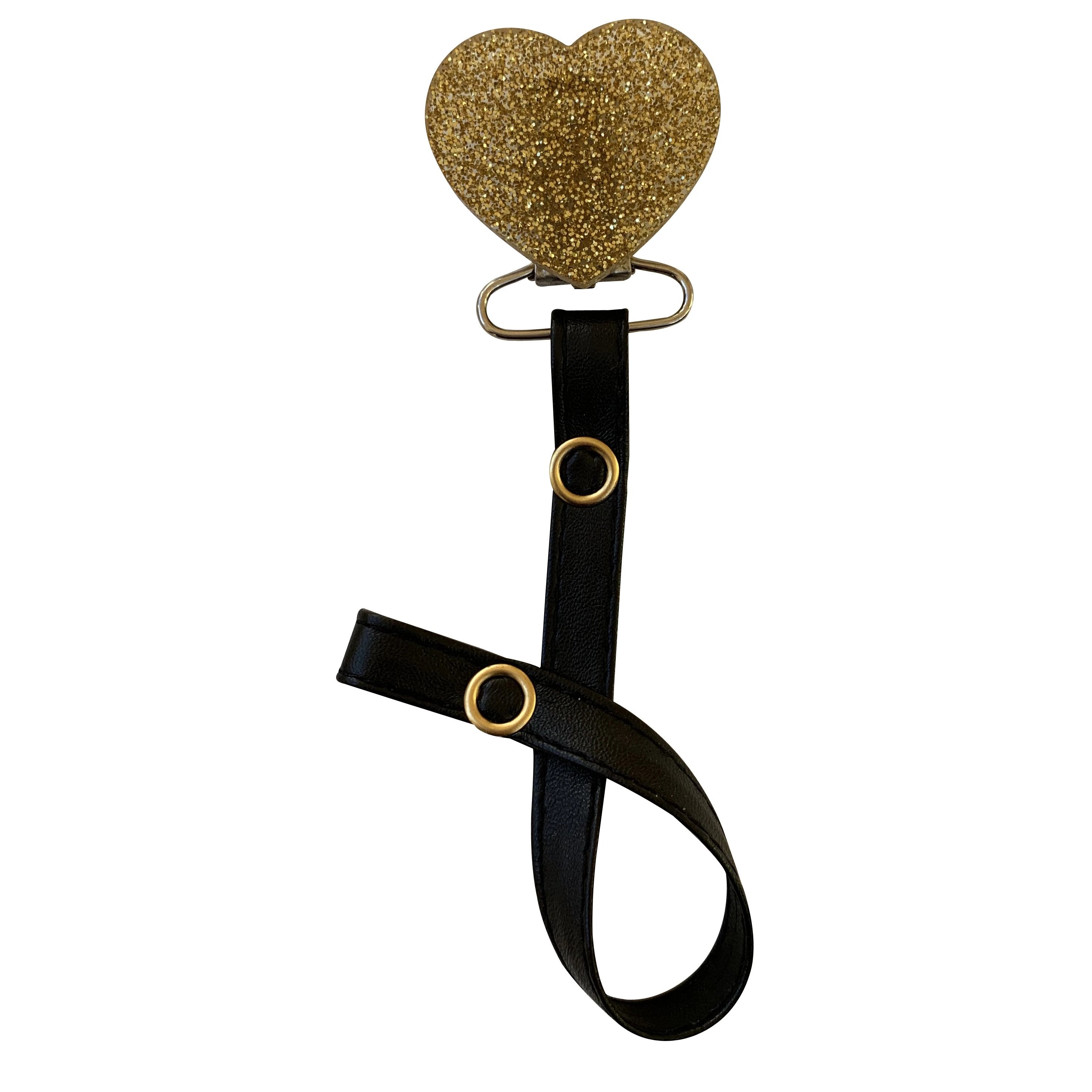 Classy Paci TWINKLE Gold Heart clip with Bibs pacifier GIFT SET