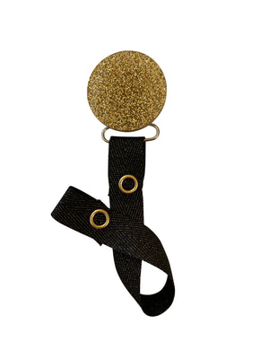 Black with Gold circle sparkle bib and clip GIFT SET