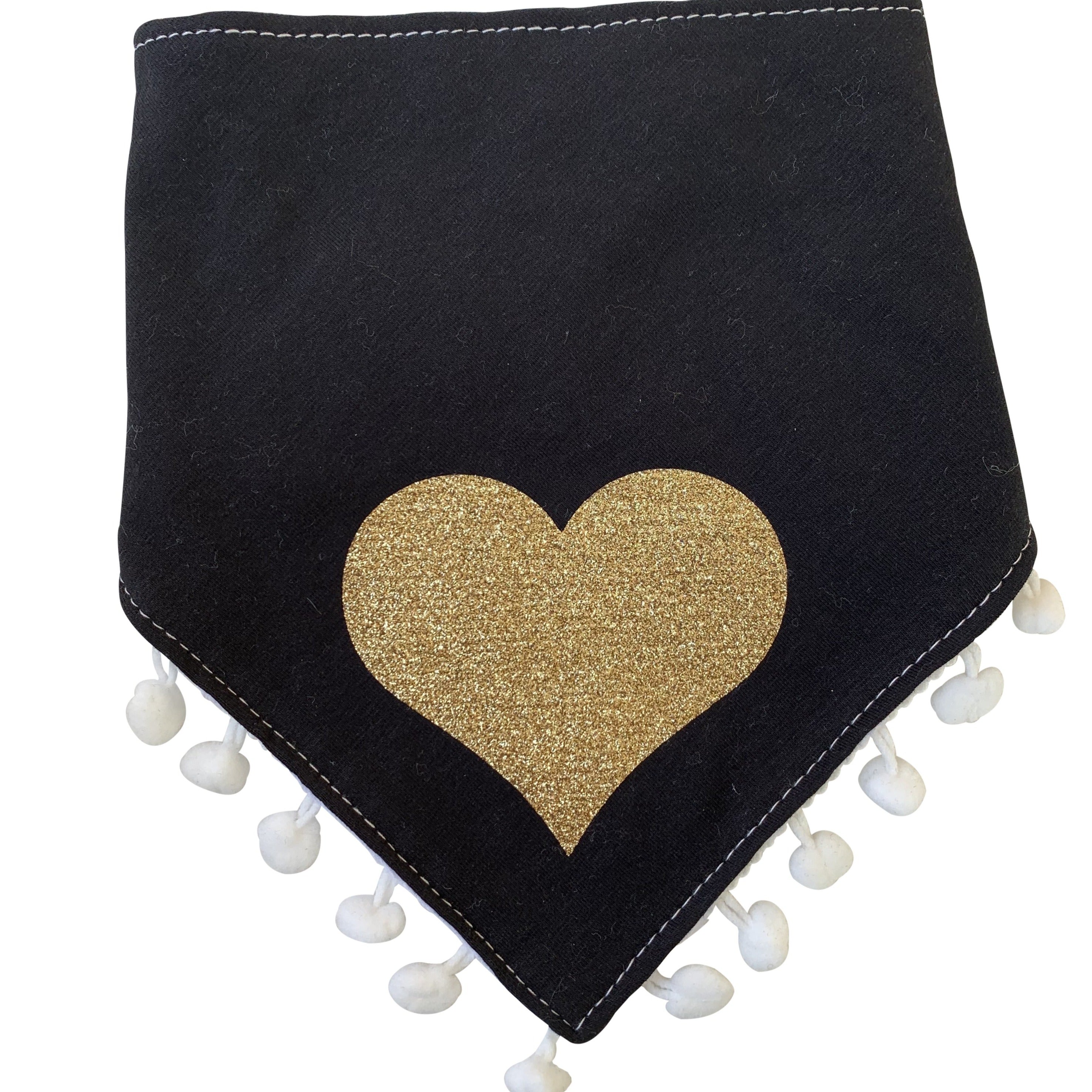 Black with Gold sparkle heart bib and clip GIFT SET