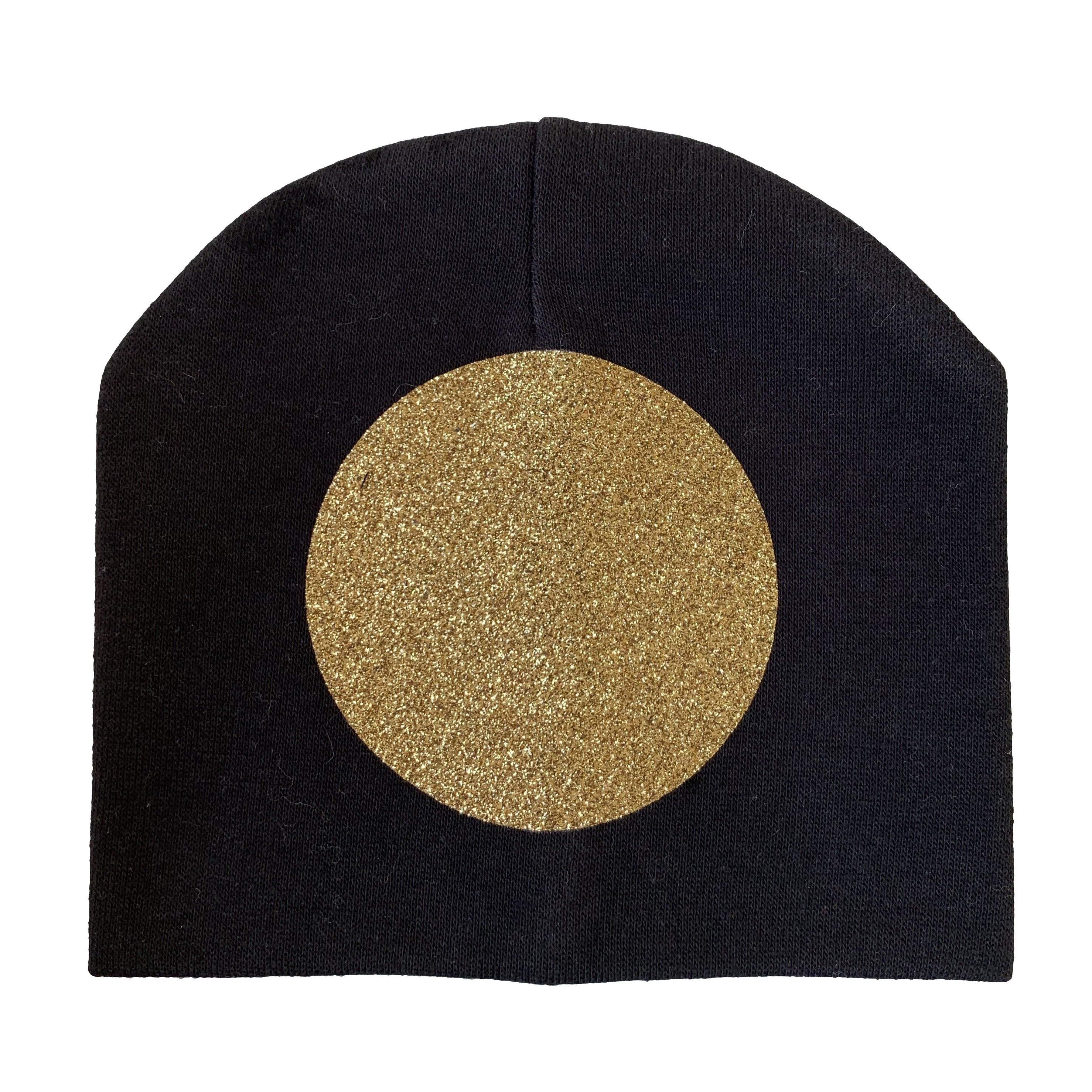 Black with Gold circle clear back 3-d sparkle hat and clip GIFT SET