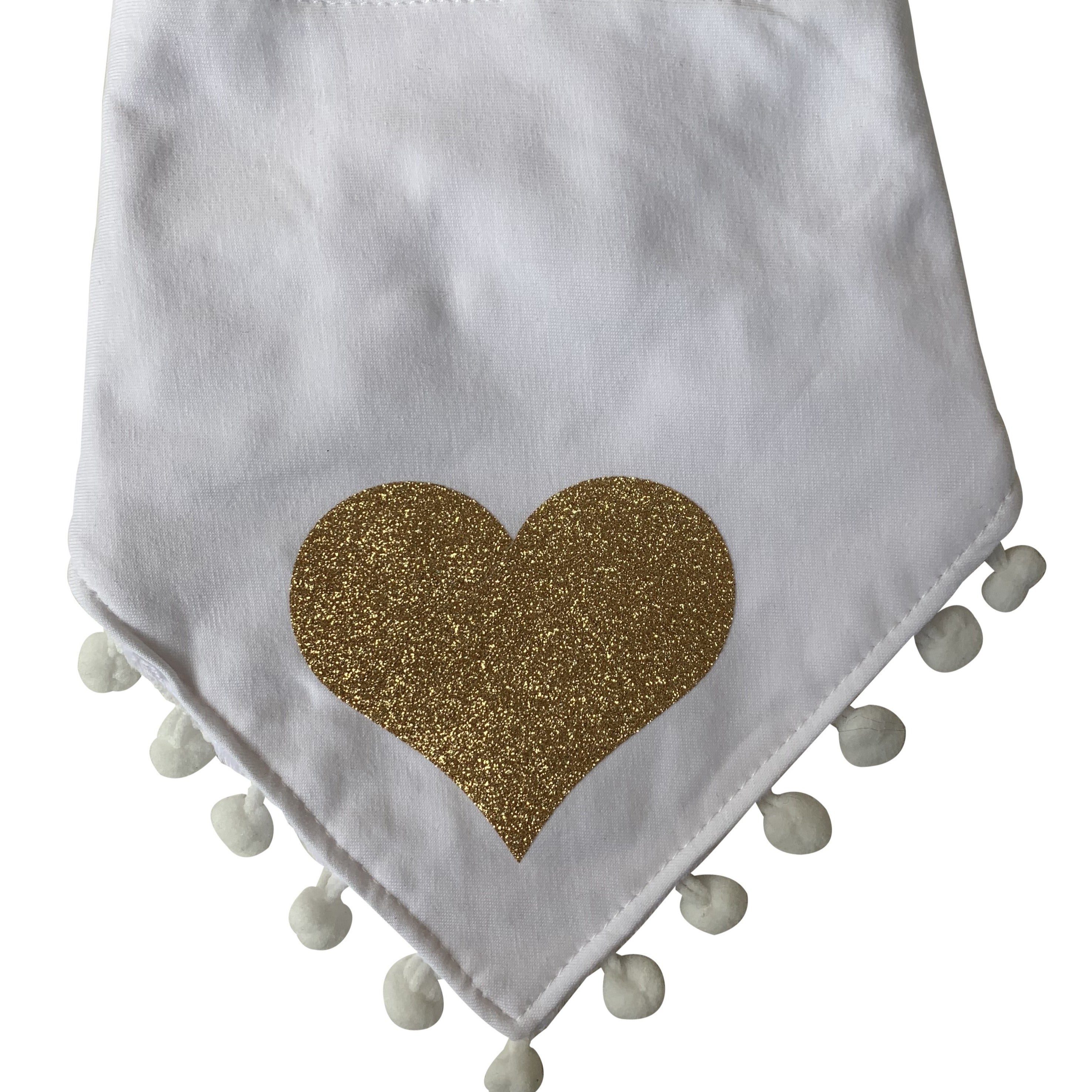 White with Gold sparkle heart bib and clip GIFT SET