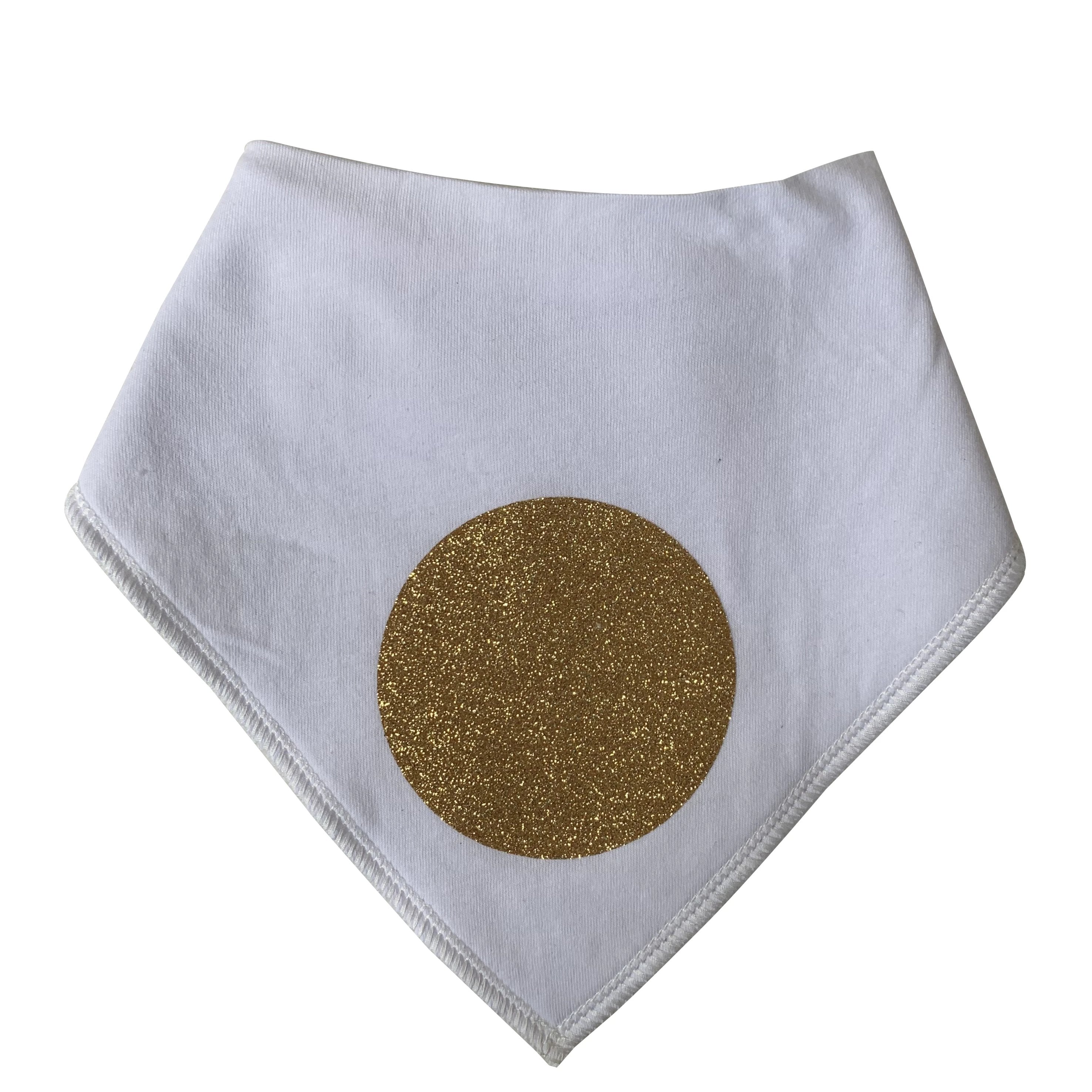 White with Gold circle sparkle bib and clip GIFT SET