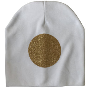 White with Gold circle sparkle hat and clip GIFT SET