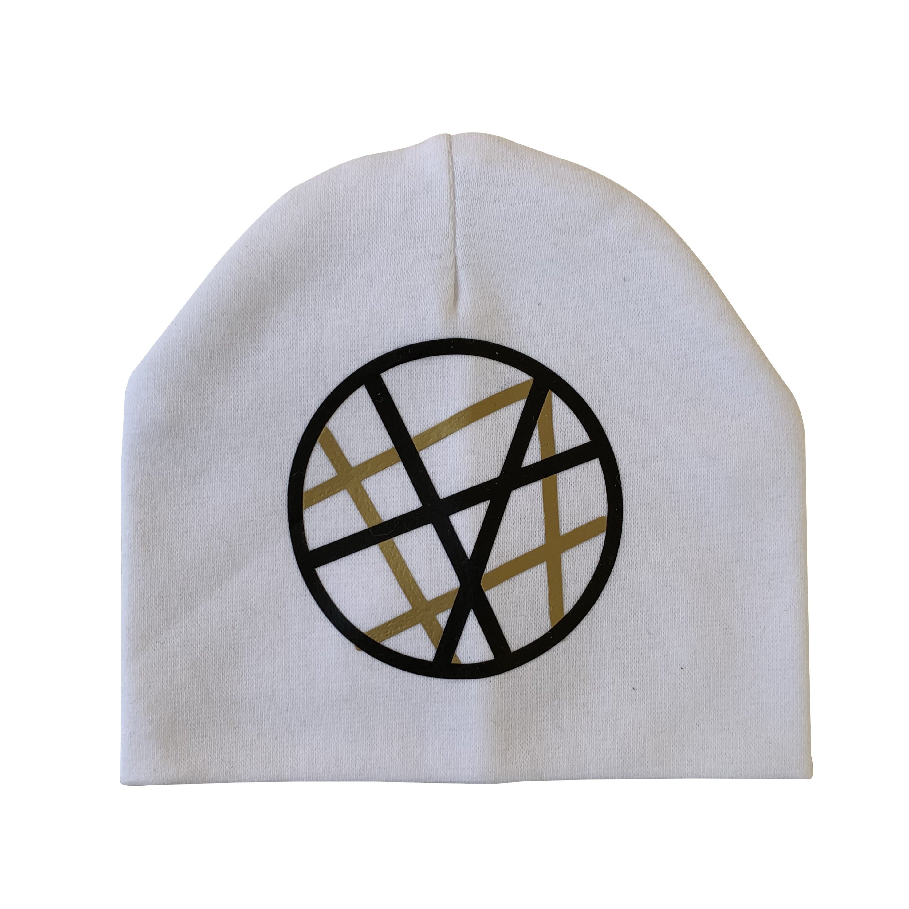 White CHIC with Black & Gold design circle hat and clip GIFT SET
