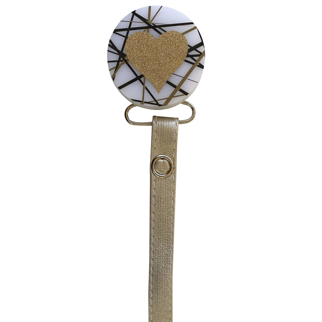 Classy Paci CHIC Gold Mix Round with heart Pacifier clip
