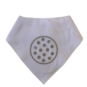 White CHIC with Silver dot circle bib and clip GIFT SET
