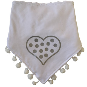 White CHIC with Silver dot heart bib and clip GIFT SET