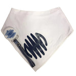 White with navy Doodle circle bib and clip GIFT SET