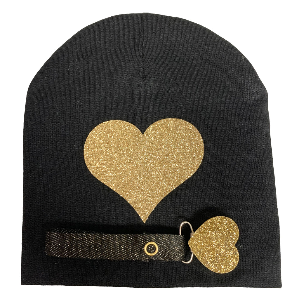 Black with Gold sparkle hat and clip GIFT SET
