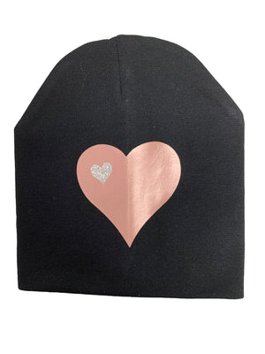 Black SLEEK  mauve pink  heart bib hat and clip DELUXE GIFT SET