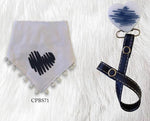 White with navy Doodle heart bib and clip GIFT SET