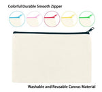 Solid canvas pencil cases colored zippers for school girl / boy