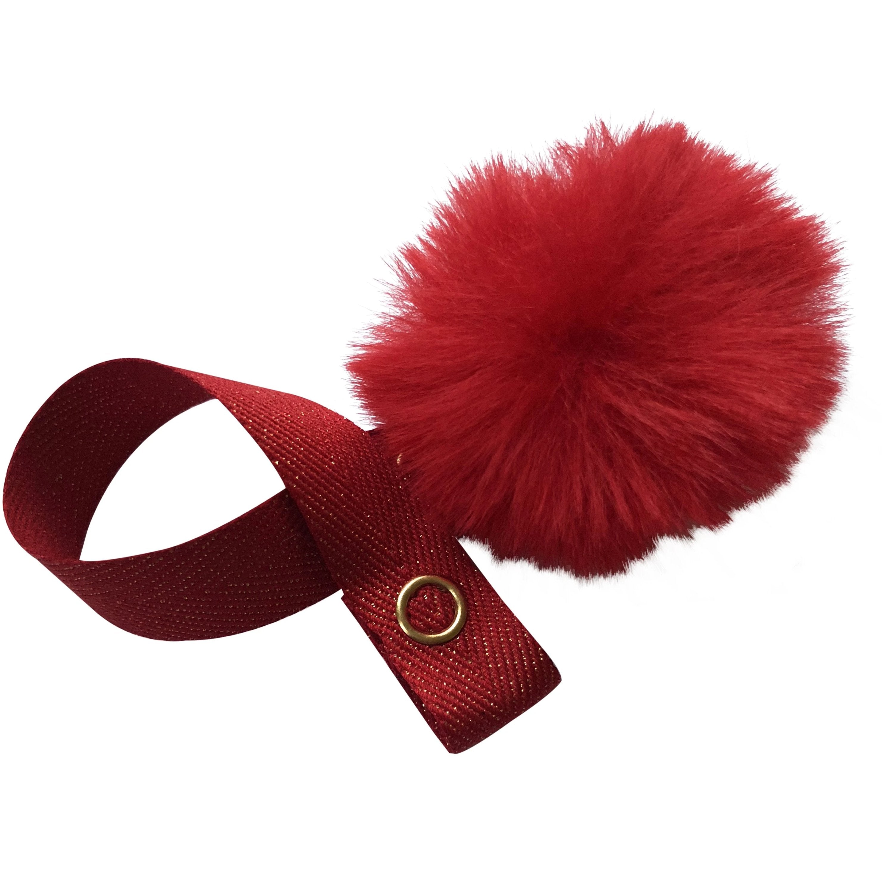 Mini Red Fur Pom Pom