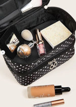 Double layer polka dot bag makeup cosmetic great gift school, camp