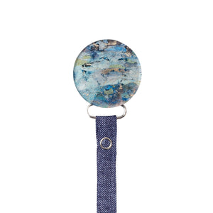 Classy Paci Painted look circle blue/ navy/ grey/ chambray baby boy pacifier clip