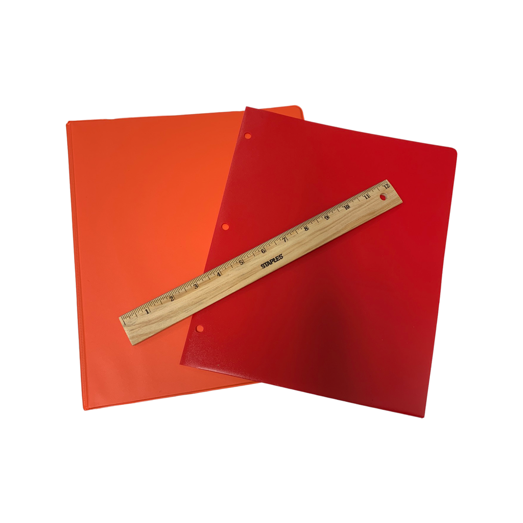 School package for girls or boys, binder folder, ruler,