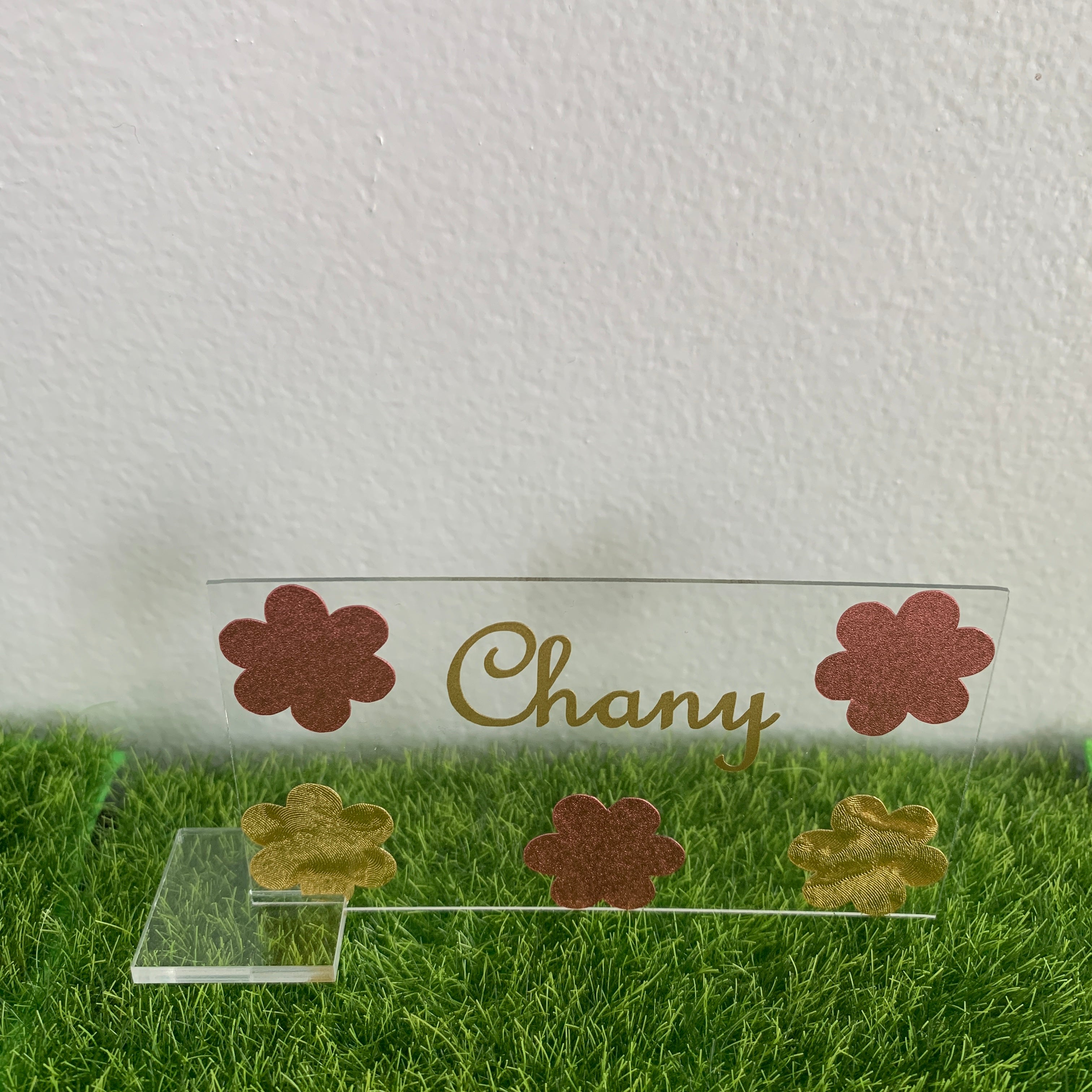 Personalized Lucite Spring place settings for Pesach Shavuous parties table decor camp