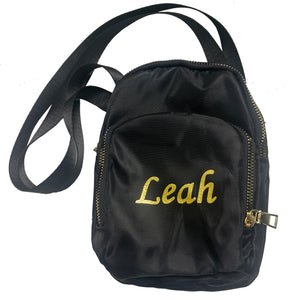 Crossbody side bag black with gold, Graduation/ Bas Mitzvah/ Birthday gift camp school