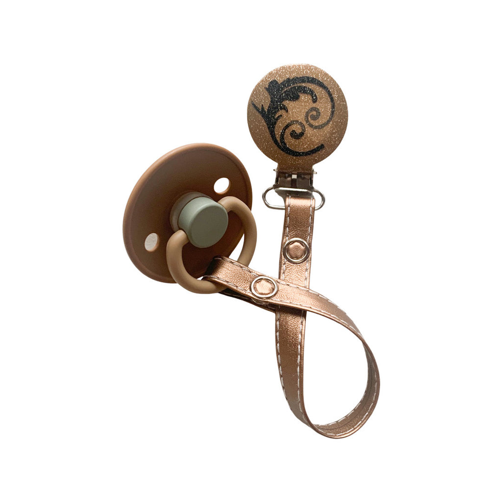 Classy Paci Bronze and Black Fleur Pacifier Clip GIFT SET FW21-22