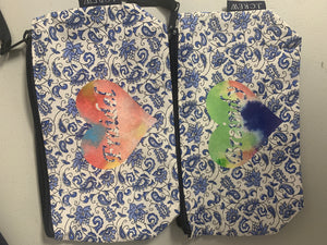 Structured canvas tote bag blue paisley school camp