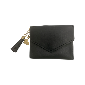 Leather Wallets for Girls gold heart tassel