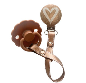 Classy Paci Copper & Ivory Heart Amour Pacifier Clip GIFT SET FW21-22