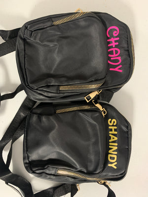 Crossbody side bag black with gold, Graduation/ Bas Mitzvah/ Birthday gift camp school