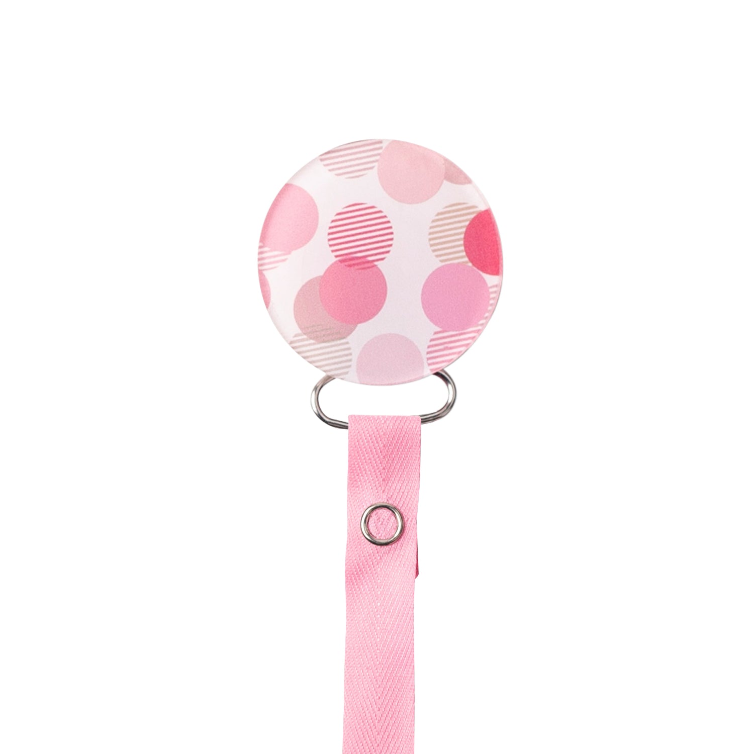 Classy Paci fun circles in  pink/ hot pink denim/ mauve/ white baby girl pacifier clip Friggs Bibs Gift Set